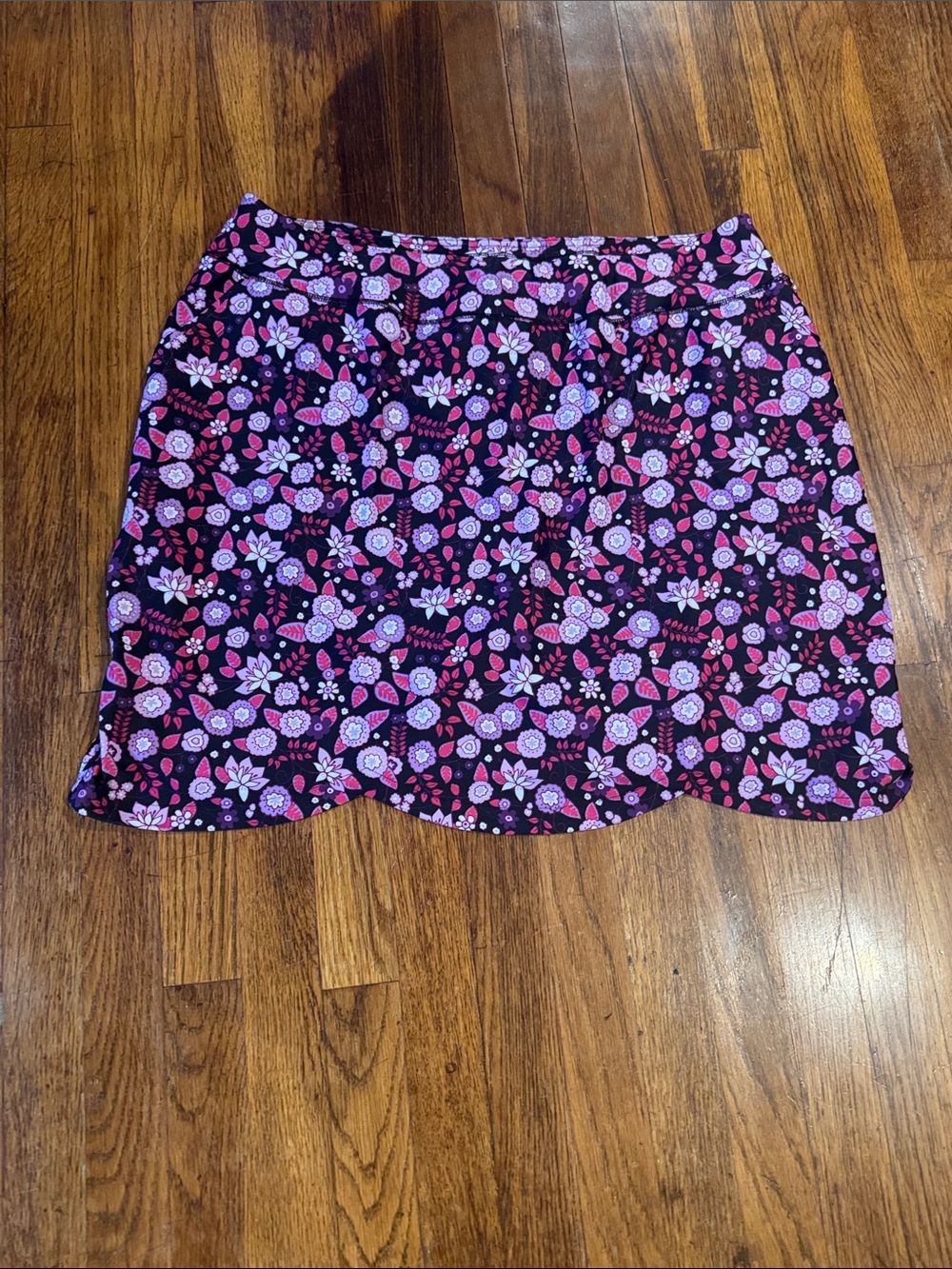 Floral Scallop Hem Mini Skort- Pink & Purple